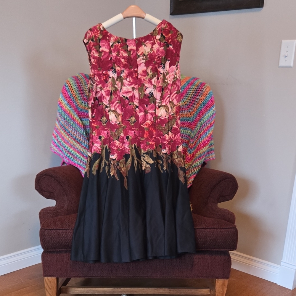 Gabby Skye Floral Red and Black Dress